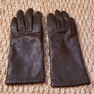 Womans Size Medium Brown Leather Gloves